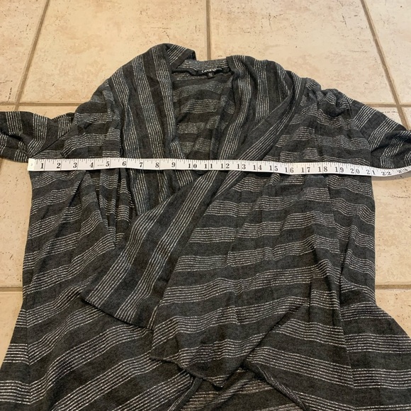 💛 George. XL/TG Grey & Silver Striped Open Cardigan - Picture 4 of 6